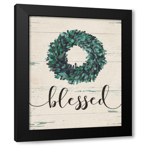Blessed Wreath Black Modern Wood Framed Art Print by Moulton, Jo