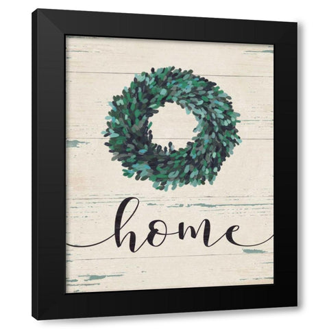 Home Wreath Black Modern Wood Framed Art Print by Moulton, Jo