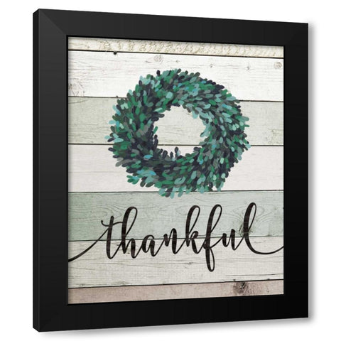 Thankful Wreath II Black Modern Wood Framed Art Print by Moulton, Jo