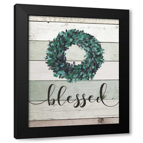Blessed Wreath II Black Modern Wood Framed Art Print by Moulton, Jo