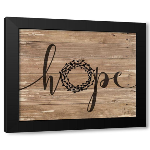 Hope Rustic Wreath Black Modern Wood Framed Art Print by Moulton, Jo
