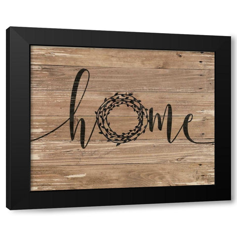 Home Rustic Wreath Black Modern Wood Framed Art Print by Moulton, Jo