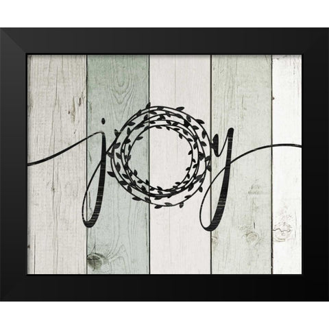 Joy Rustic Wreath II Black Modern Wood Framed Art Print by Moulton, Jo