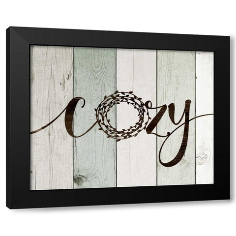 Cozy Rustic Wreath II Black Modern Wood Framed Art Print with Double Matting by Moulton, Jo