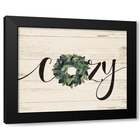 Cozy Wreath Black Modern Wood Framed Art Print with Double Matting by Moulton, Jo