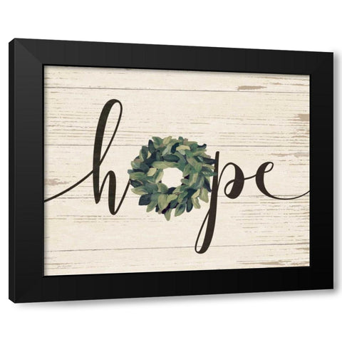 Hope Wreath Black Modern Wood Framed Art Print with Double Matting by Moulton, Jo
