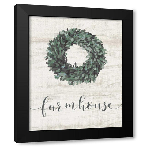 Farmhouse Wreath Black Modern Wood Framed Art Print with Double Matting by Moulton, Jo