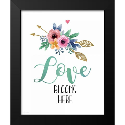 Love Blooms Here Black Modern Wood Framed Art Print by Moulton, Jo