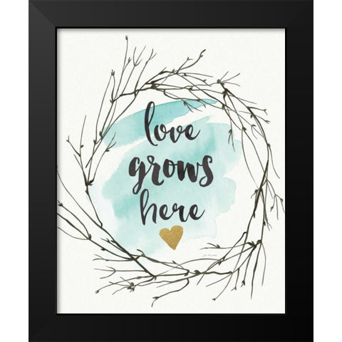 Love Grows Here Black Modern Wood Framed Art Print by Moulton, Jo