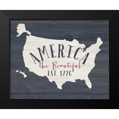 America the Beautiful Black Modern Wood Framed Art Print by Moulton, Jo