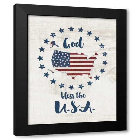 God Bless USA Black Modern Wood Framed Art Print with Double Matting by Moulton, Jo