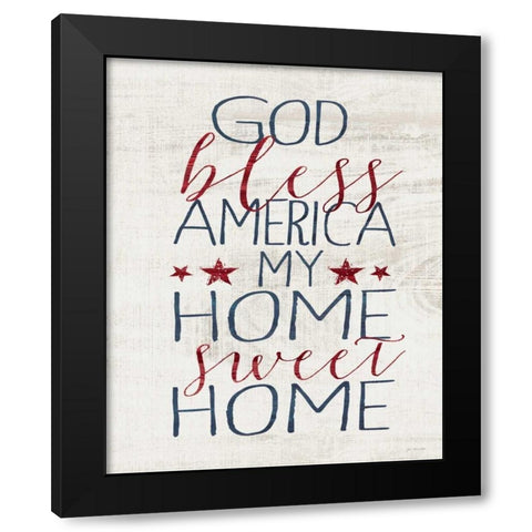God Bless America Black Modern Wood Framed Art Print by Moulton, Jo