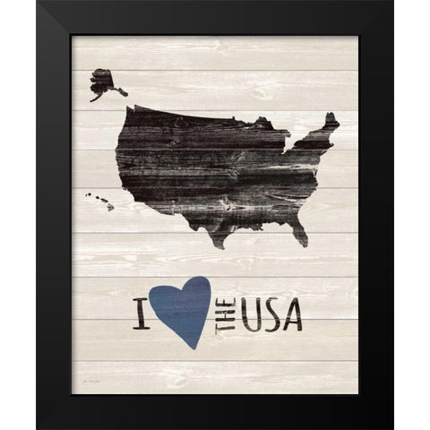 I Heart the USA Black Modern Wood Framed Art Print by Moulton, Jo