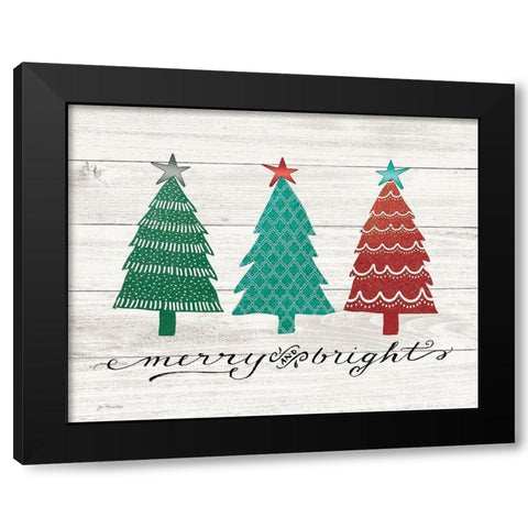 Merry and Bright Trees Black Modern Wood Framed Art Print with Double Matting by Moulton, Jo