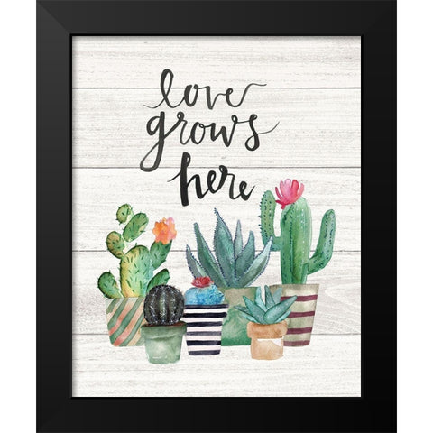 Love Grows Here Black Modern Wood Framed Art Print by Moulton, Jo