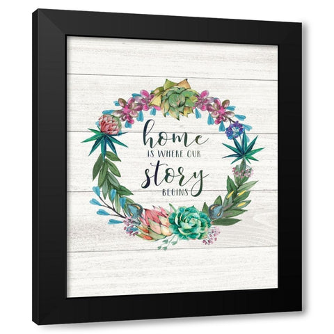 Home is Where Black Modern Wood Framed Art Print by Moulton, Jo