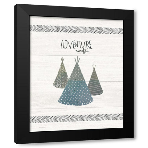 Adventure Awaits Black Modern Wood Framed Art Print with Double Matting by Moulton, Jo