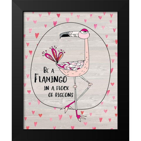 Flamingo Black Modern Wood Framed Art Print by Moulton, Jo