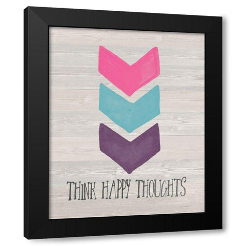 Think Happy Thoughts Black Modern Wood Framed Art Print with Double Matting by Moulton, Jo