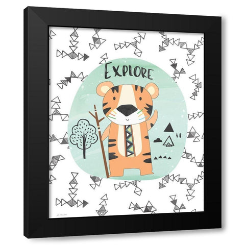 Explore Tiger Black Modern Wood Framed Art Print with Double Matting by Moulton, Jo