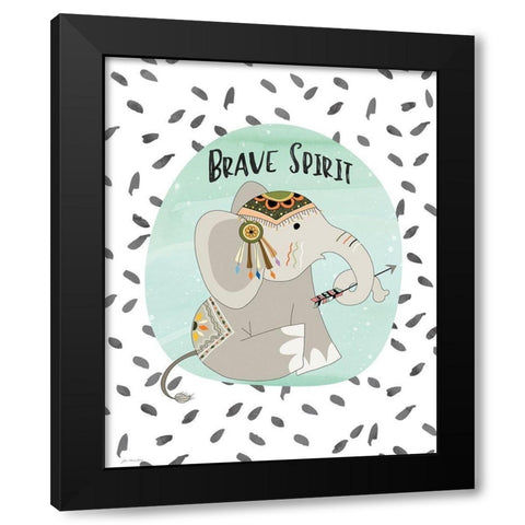 Brave Elephant Black Modern Wood Framed Art Print by Moulton, Jo