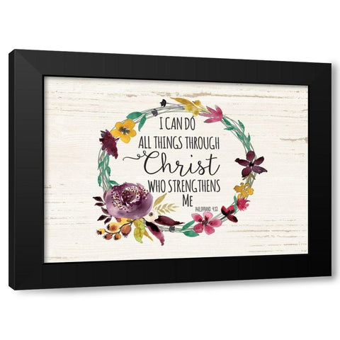 All Things Through Christ Black Modern Wood Framed Art Print by Moulton, Jo
