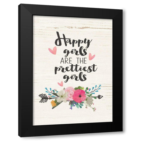 Happy Girls Black Modern Wood Framed Art Print by Moulton, Jo