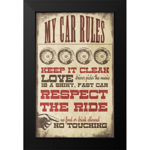 My Car Rules Black Modern Wood Framed Art Print by Moulton, Jo