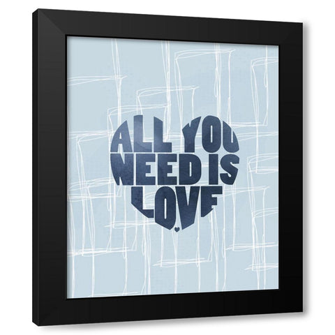 Love Heart Black Modern Wood Framed Art Print by Moulton, Jo