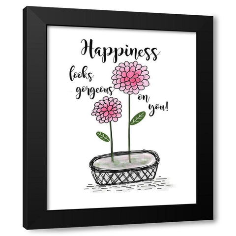 Happiness Black Modern Wood Framed Art Print with Double Matting by Moulton, Jo