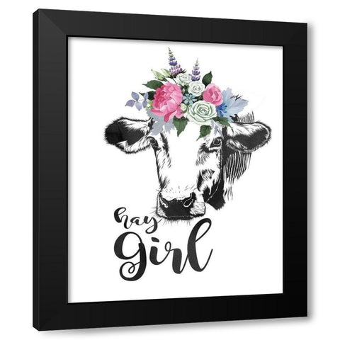 Hay Girl Black Modern Wood Framed Art Print by Moulton, Jo