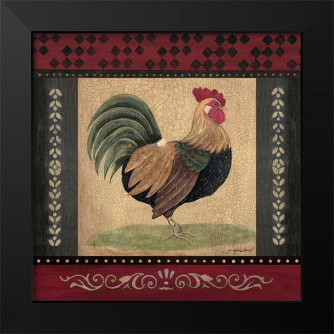 Rooster Black Modern Wood Framed Art Print by Moulton, Jo
