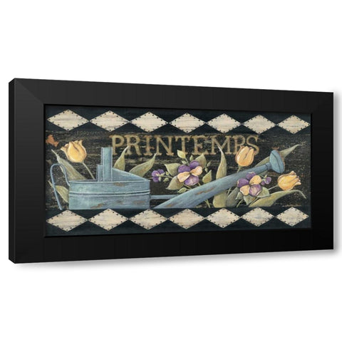 Printemps Black Modern Wood Framed Art Print with Double Matting by Moulton, Jo