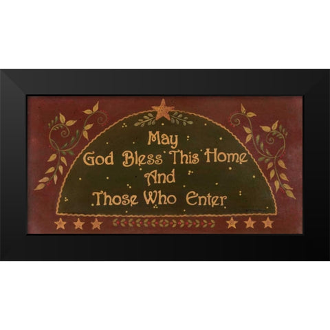 May God Bless This Home Black Modern Wood Framed Art Print by Moulton, Jo