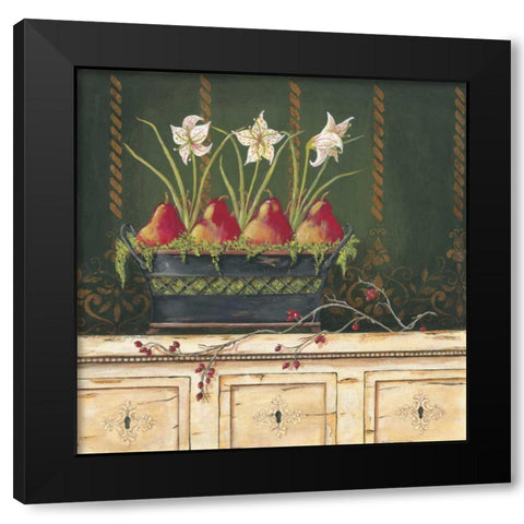 Red Pears Black Modern Wood Framed Art Print by Moulton, Jo