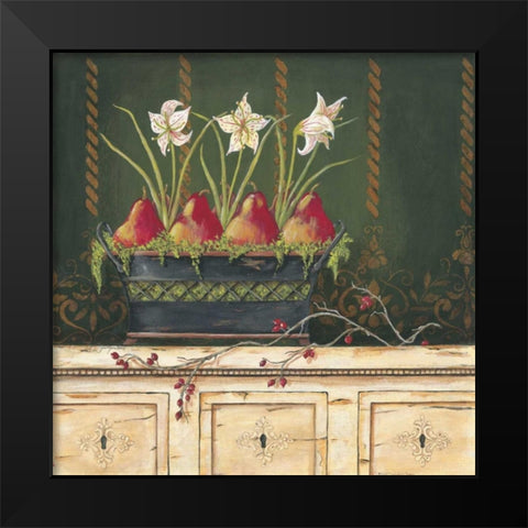 Red Pears Black Modern Wood Framed Art Print by Moulton, Jo