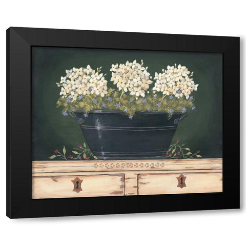 Floral with Hydrangea Black Modern Wood Framed Art Print with Double Matting by Moulton, Jo