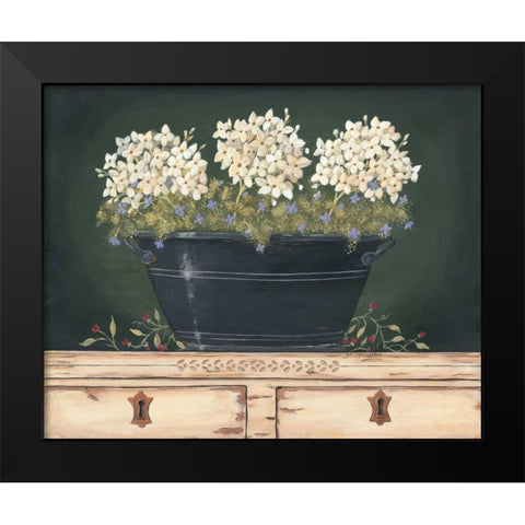 Floral with Hydrangea Black Modern Wood Framed Art Print by Moulton, Jo