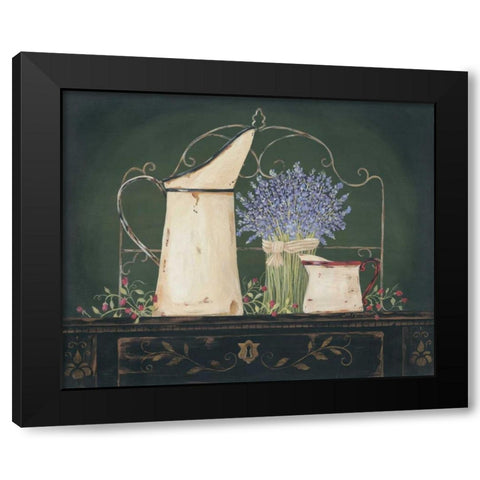 Floral with Lavendar Black Modern Wood Framed Art Print with Double Matting by Moulton, Jo
