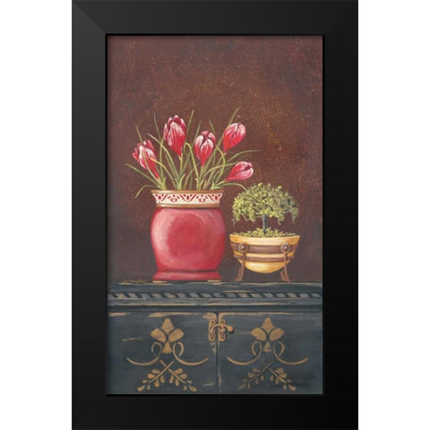 Asiain Red Crocus Floral Black Modern Wood Framed Art Print by Moulton, Jo