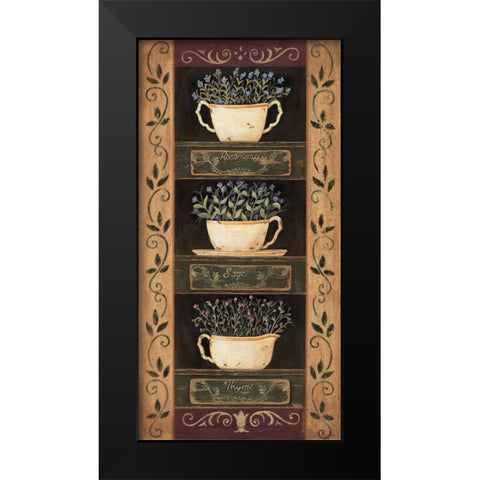 Teacup Herbs I Black Modern Wood Framed Art Print by Moulton, Jo