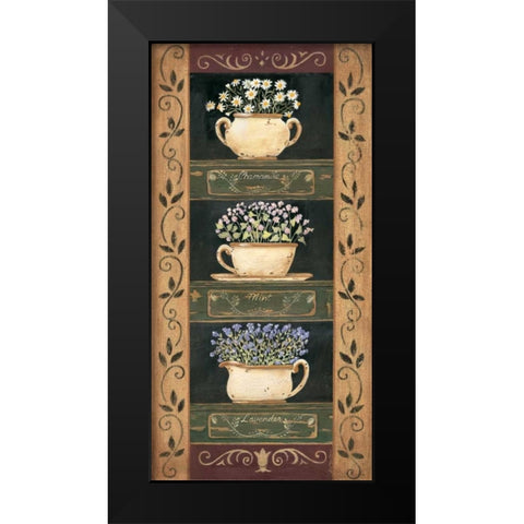 Teacup Herbs II Black Modern Wood Framed Art Print by Moulton, Jo