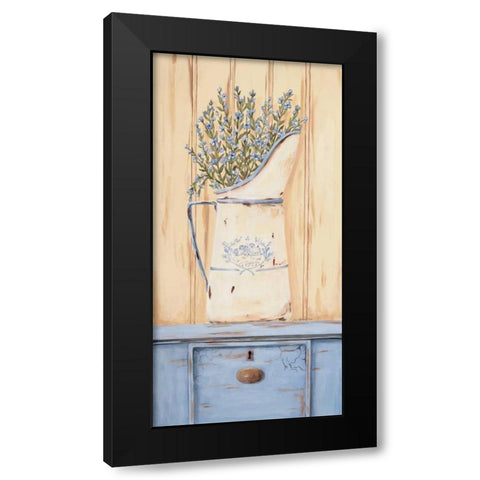 Belle Bleu Black Modern Wood Framed Art Print with Double Matting by Moulton, Jo