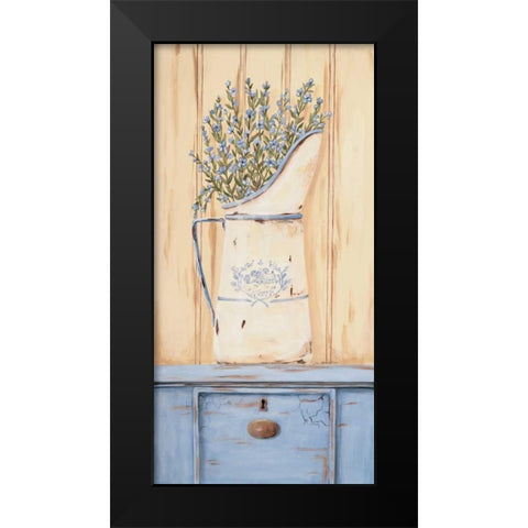 Belle Bleu Black Modern Wood Framed Art Print by Moulton, Jo