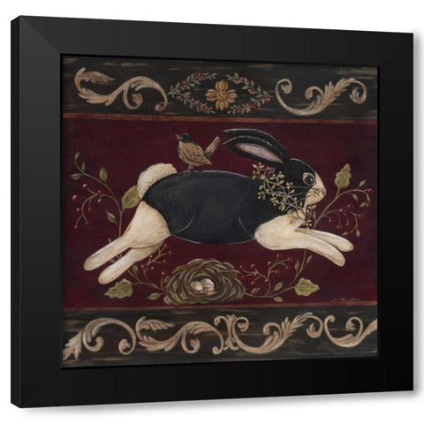 Folk Bunny I Black Modern Wood Framed Art Print by Moulton, Jo