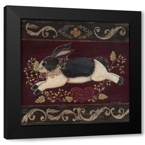 Folk Bunny II Black Modern Wood Framed Art Print with Double Matting by Moulton, Jo