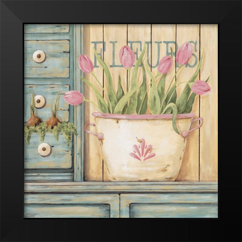 Fleurs Black Modern Wood Framed Art Print by Moulton, Jo