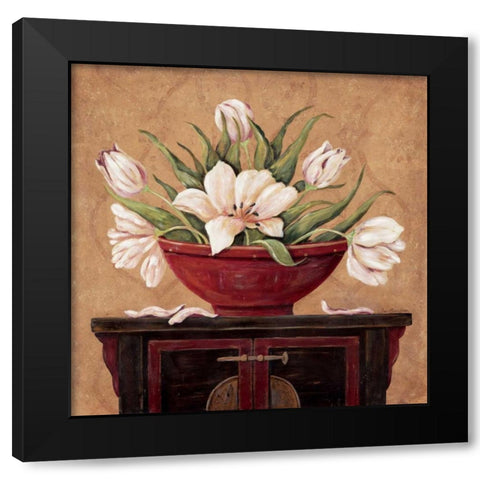Zen Tulips Black Modern Wood Framed Art Print by Moulton, Jo