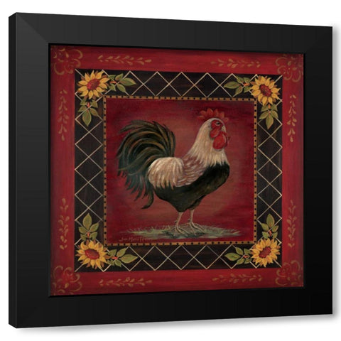 Sunflower Rooster I Black Modern Wood Framed Art Print with Double Matting by Moulton, Jo