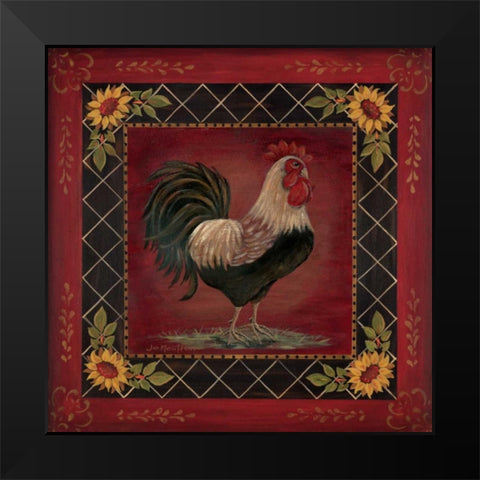 Sunflower Rooster I Black Modern Wood Framed Art Print by Moulton, Jo